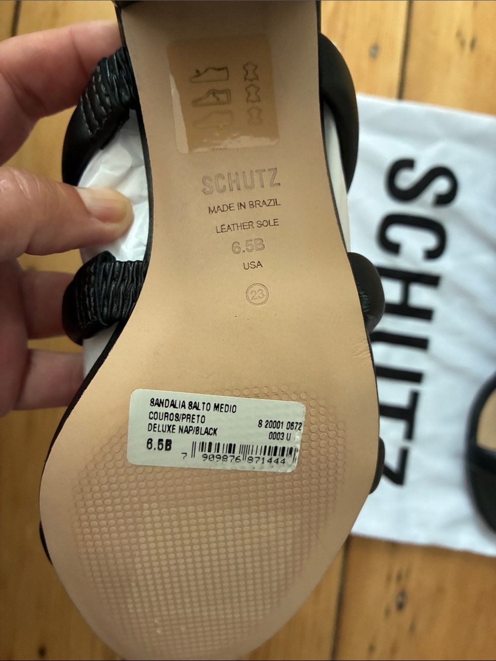 SCHUTZ Black Triple-Strap Block Heel Sandals - Picture 2 of 2